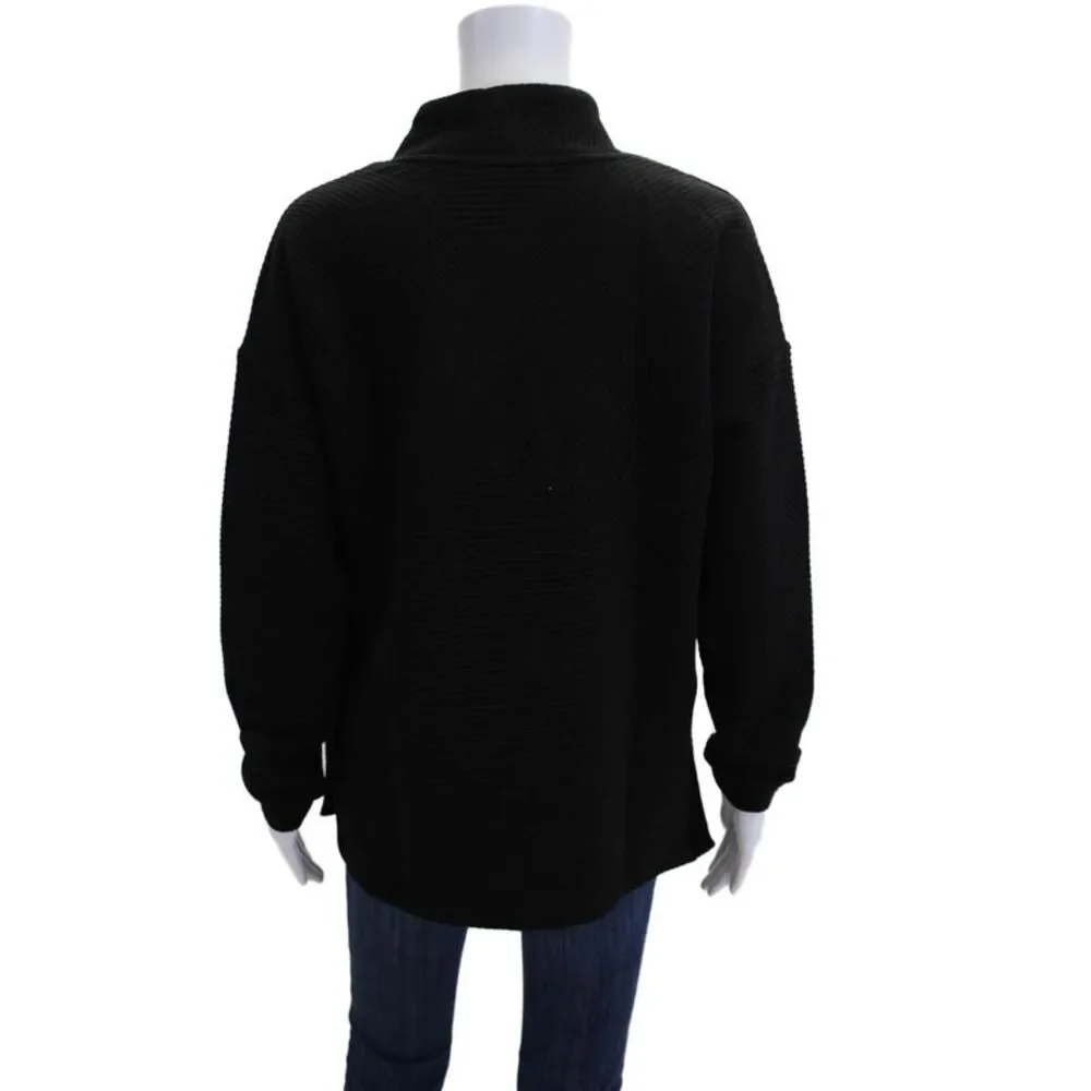 Tribal Womens Mock Neck Long Sleeve Ribbed Pullover Sweater Top Black Size M
